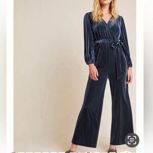 NWT Anthropologie ALI AND JAY Velvet Navy Jumpsuit